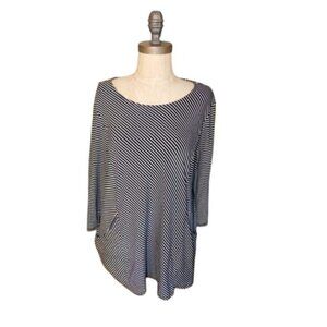 Chico's Size XLP Petite (3P) Striped 3/4 Sleeve Stretch Knit top w/Pockets